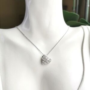 Vintage 90s sterling silver cz heart pendant necklace